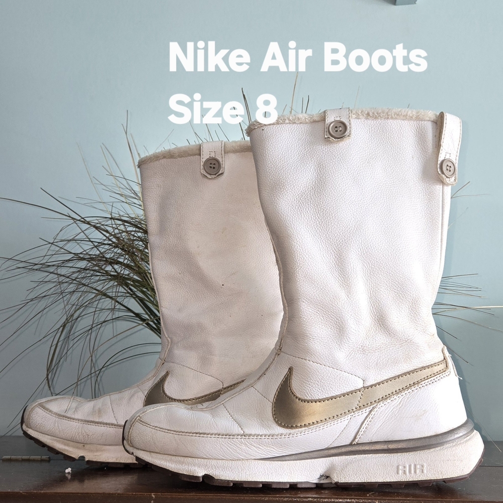 Nike Air White and Gold Boots